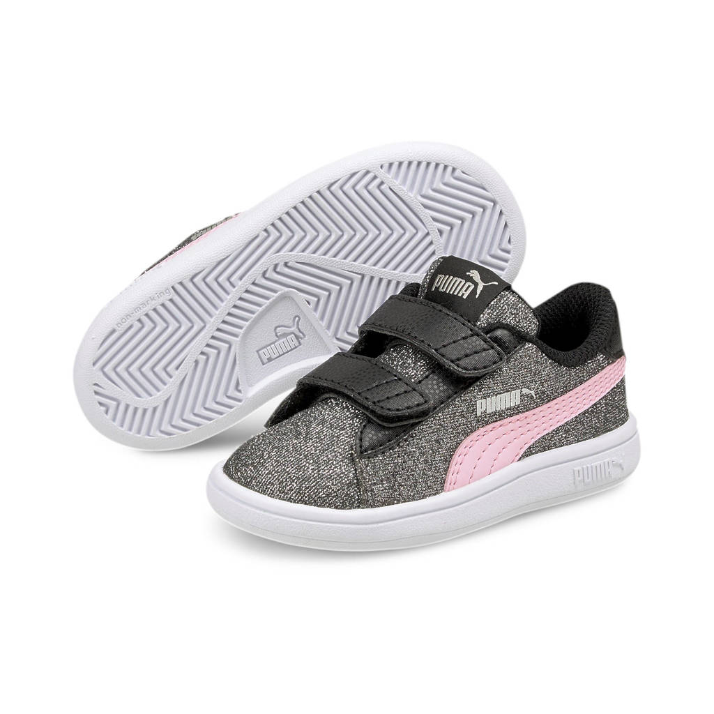 Puma Smash V2 Glitz Glam V Inf glitter sneakers zwart/roze wehkamp