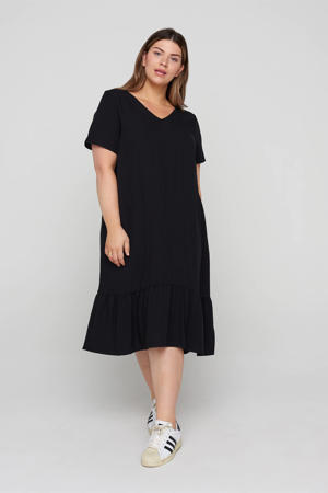 A-lijn jurk MACY met volant zwart