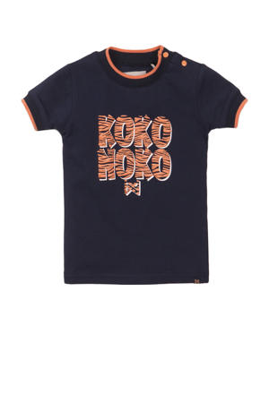 T-shirt met logo donkerblauw/oranje/wit