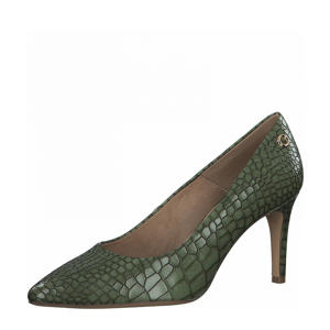 pumps met crocoprint groen