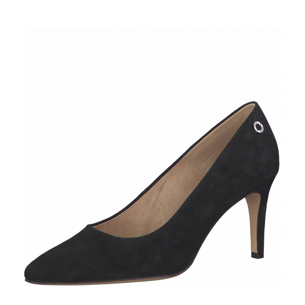 Zwarte dames s.Oliver suède pumps met hak(je)