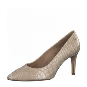   pumps met crocoprint ecru