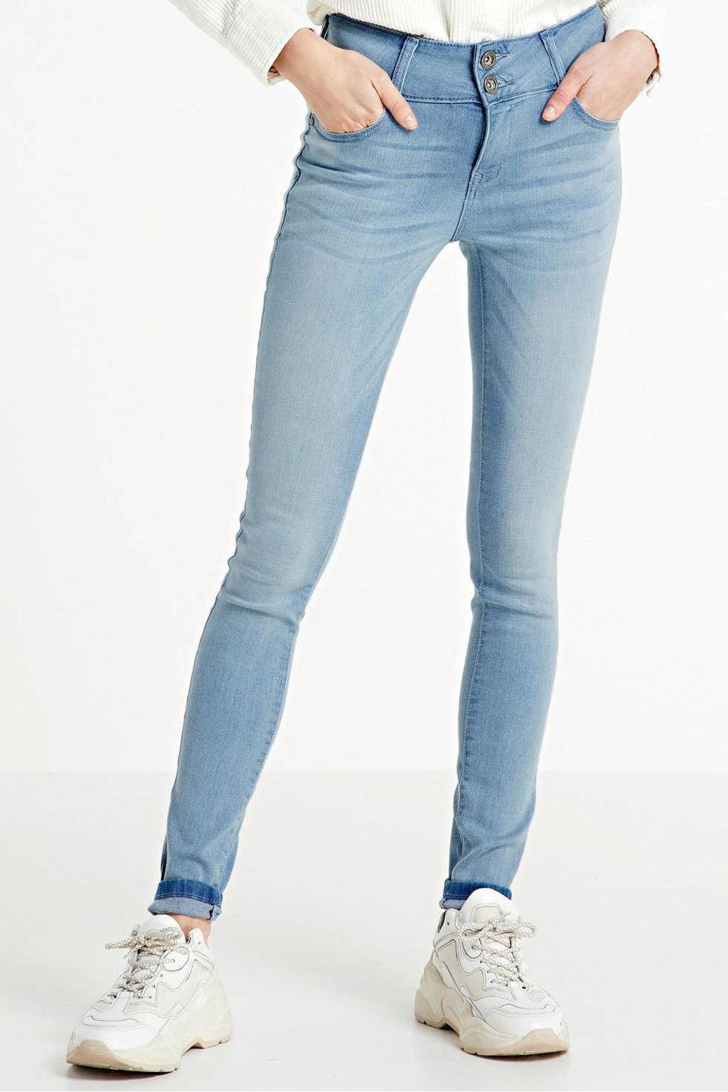 Lichtblauwe dames Cars skinny jeans Amazing van stretchdenim met regular waist en rits- en knoopsluiting