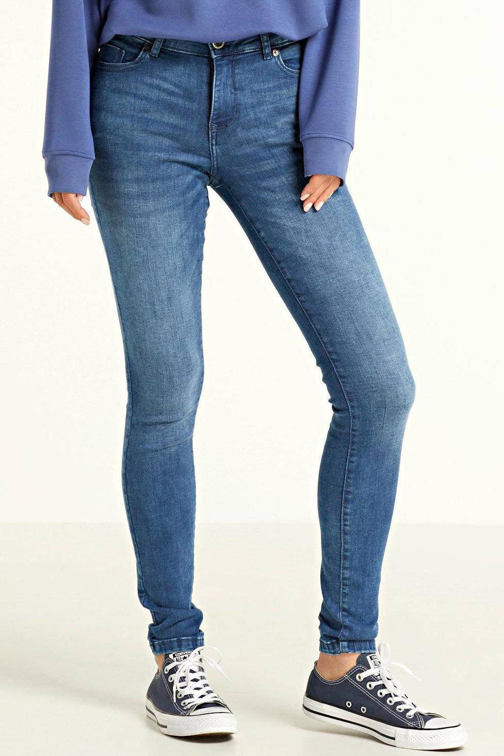 Stonewashed dames Cars skinny jeans Elisa van stretchdenim met regular waist en rits- en knoopsluiting