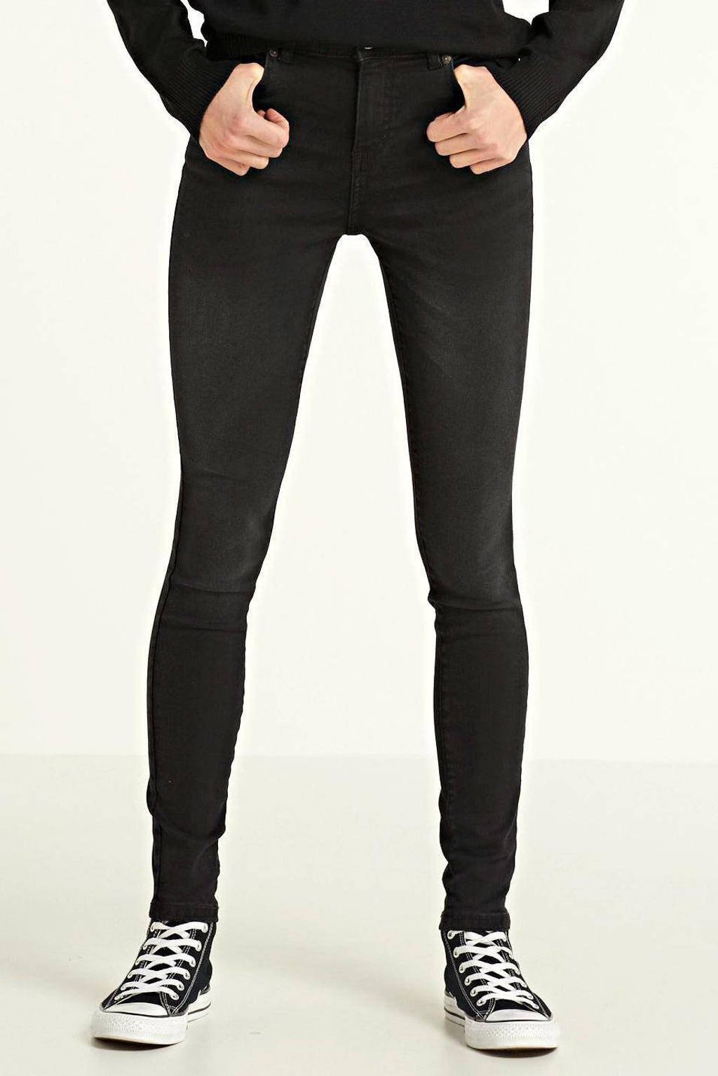 Zwarte dames Cars skinny jeans Ophelia van denim met regular waist en rits- en knoopsluiting
