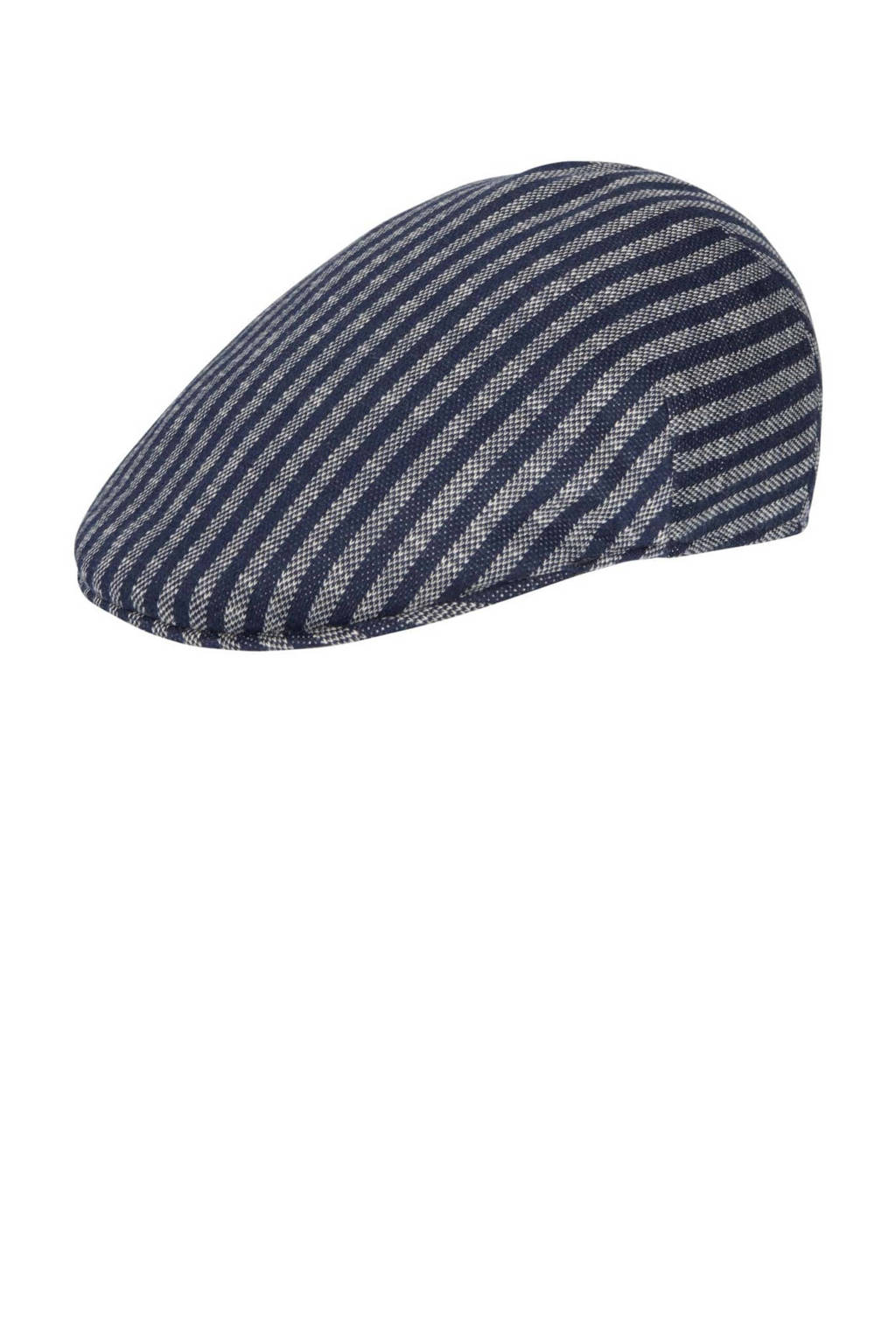 Profuomo gestreepte flatcap grijs/blauw, Grijs/blauw