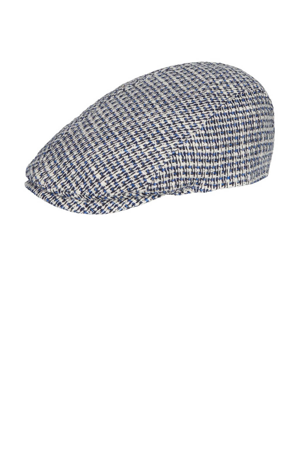 Profuomo flatcap ecru/blauw, Ecru/blauw