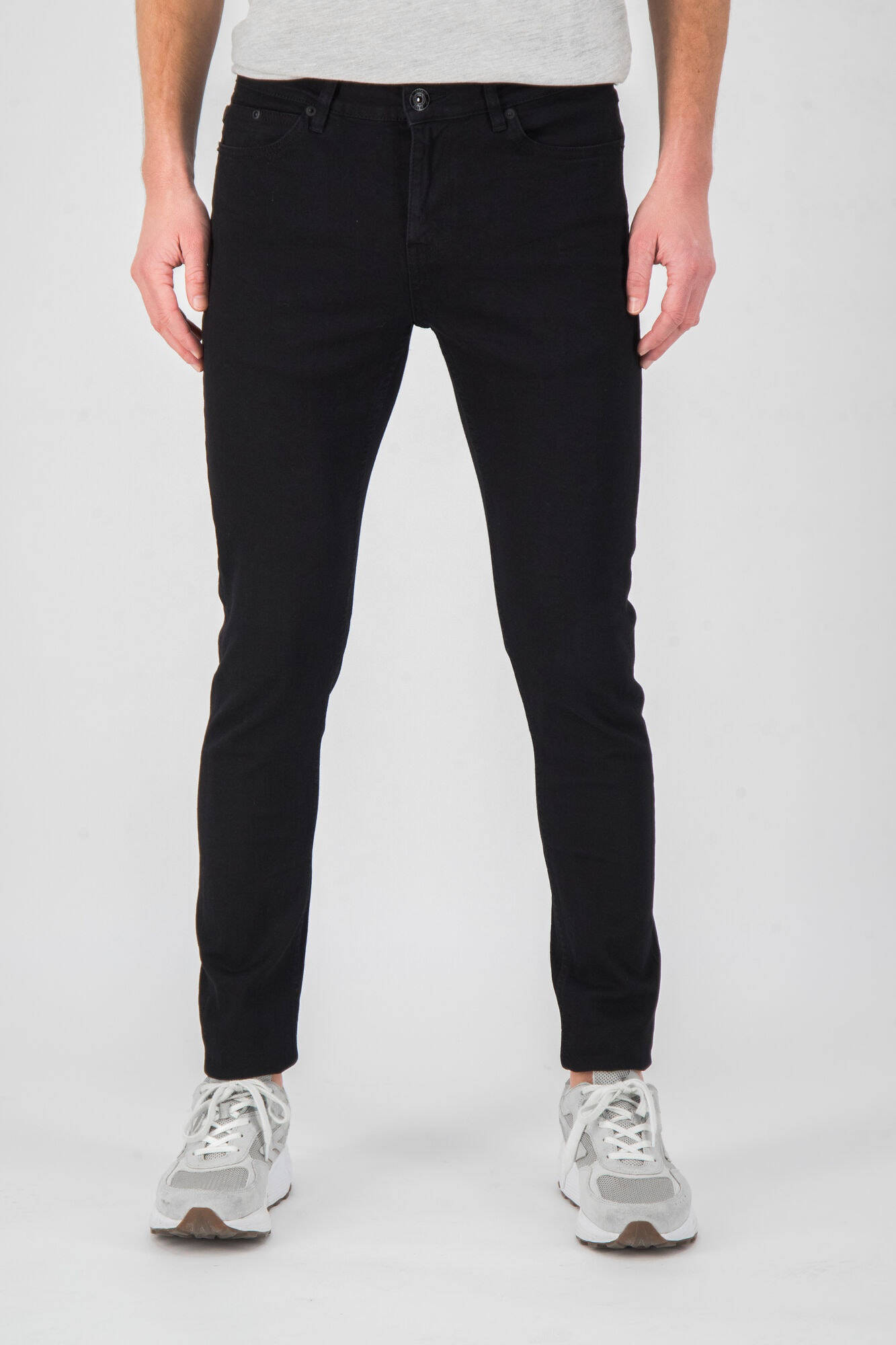 Zwarte Basic Heren Skinny Jeans - Black-Leo.nl