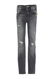 thumbnail: Donkerblauwe jongens LTB skinny jeans Cayle van stretchdenim met regular waist, rits- en drukknoopsluiting en effen