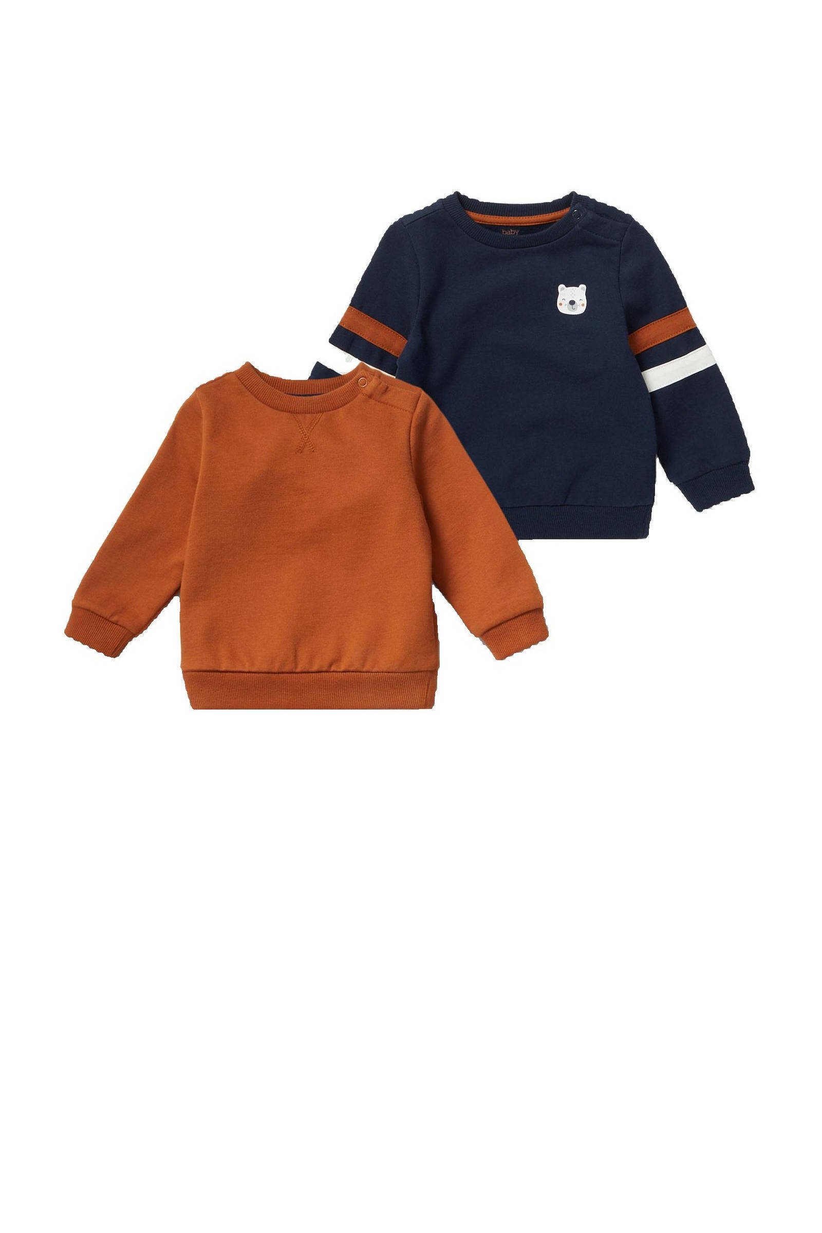 C&A Baby Club sweater set van 2 roestbruindonkerblauwwit C&A Baby Club sweater set van 2 roodwitdonkerblauw | wehkamp