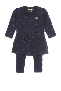 Dirkje baby jurk + legging met biologisch katoen donkerblauw/goud