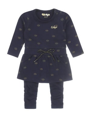 baby jurk + legging met biologisch katoen donkerblauw/goud