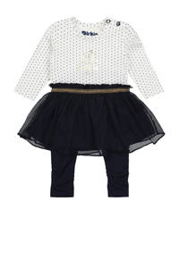Dirkje baby jurk + legging met biologisch katoen donkerblauw/wit