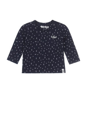 baby longsleeve met katoen donkerblauw/wit
