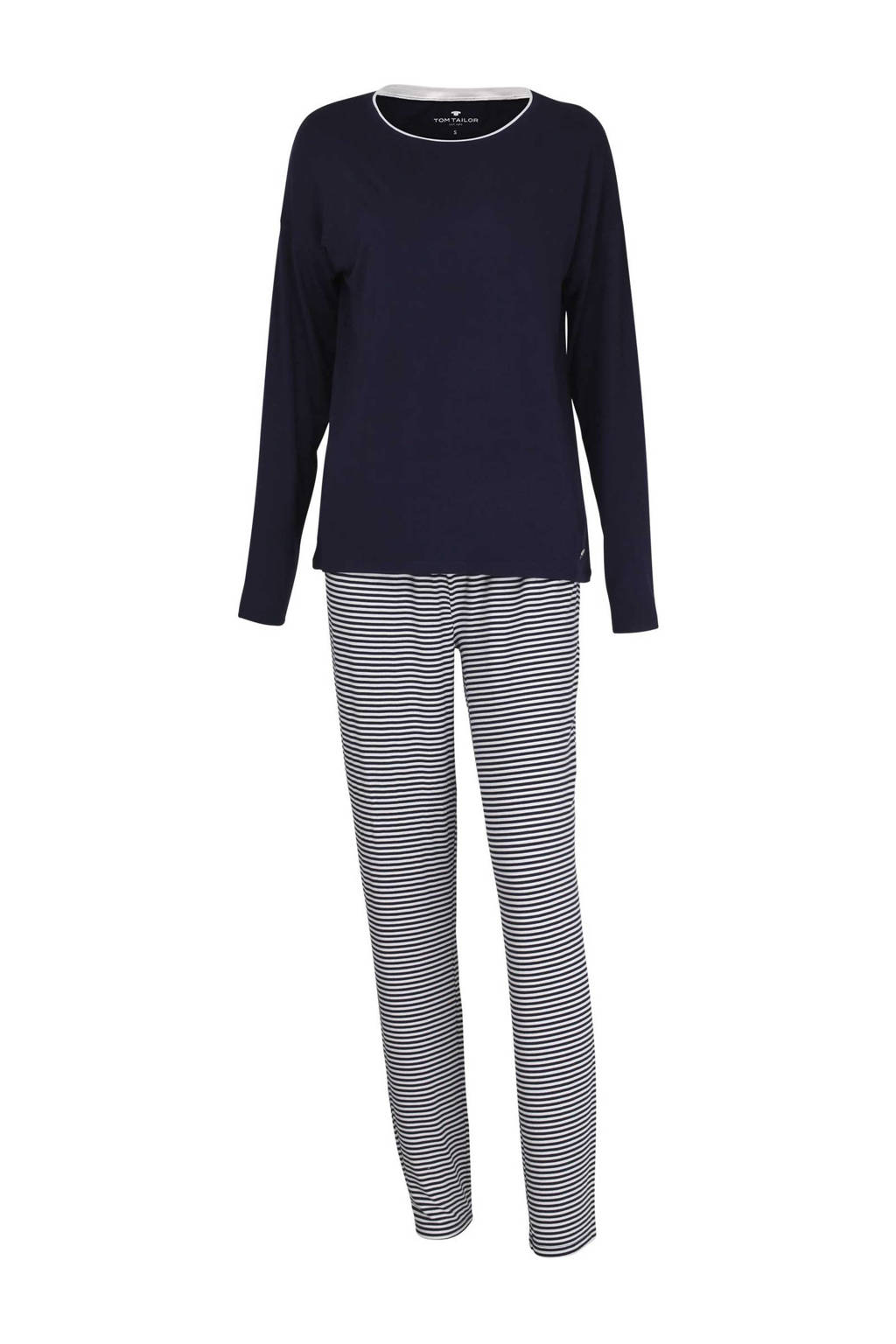 Tom Tailor pyjama met strepen donkerblauw, Donkerblauw