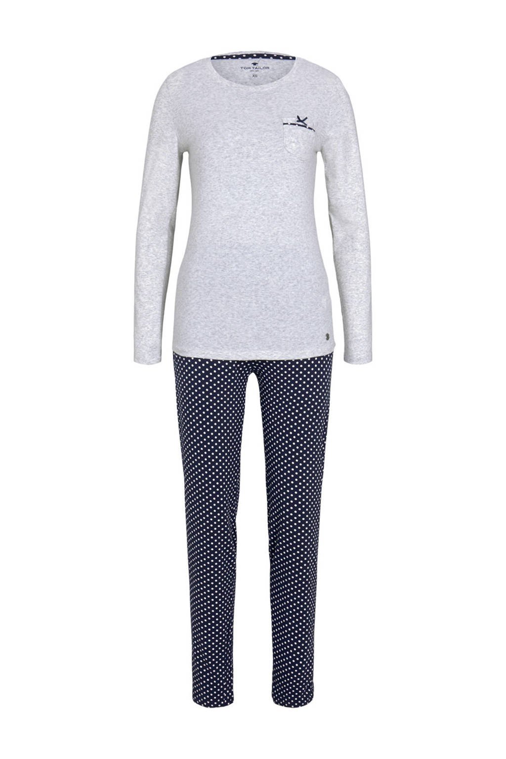 Tom Tailor pyjama met stippen grijs/donkerblauw, Grijs/donkerblauw