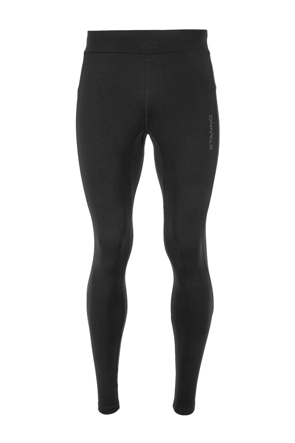 Zwarte heren Stanno sporttight van nylon met slim fit, regular waist en elastische tailleband met koord