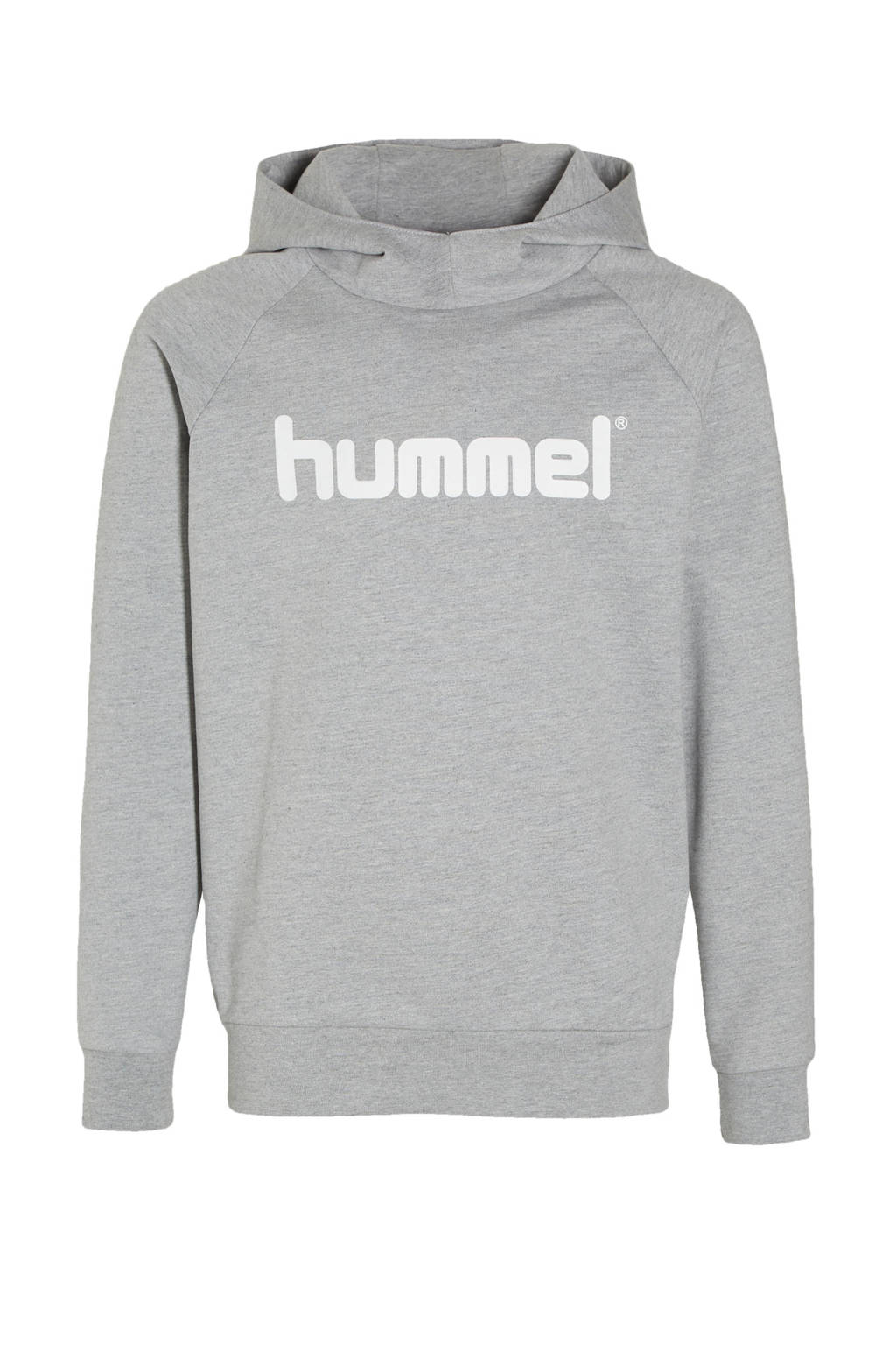 Grijze jongens en meisjes hummel voetbalhoodie van katoen met lange mouwen en capuchon