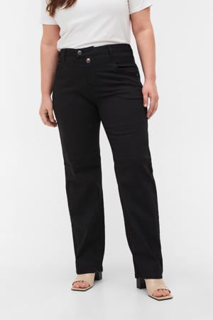 high waist straight fit jeans zwart lengtemaat 30