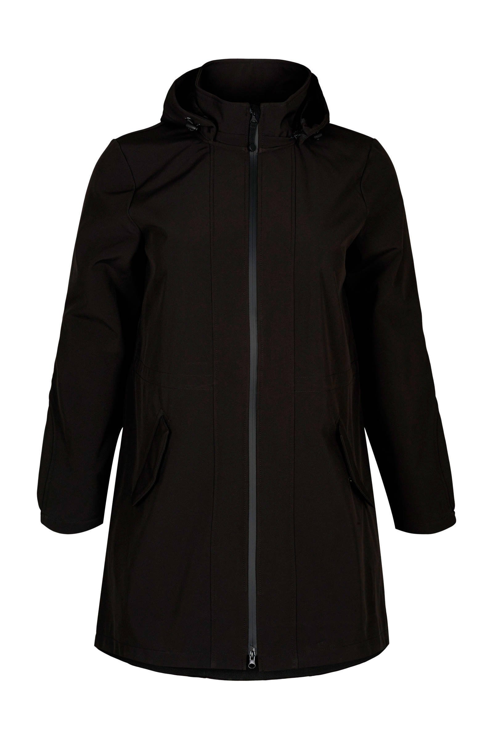 Zizzi waterafstotende softshell jas zwart online kopen