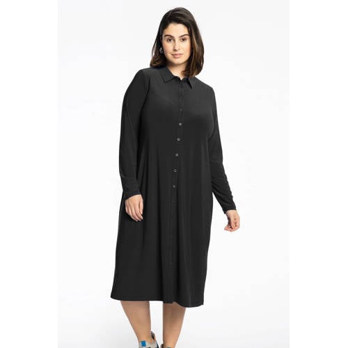 YOEK blousejurk van travelstof midi lengte DOLCE zwart afbeelding