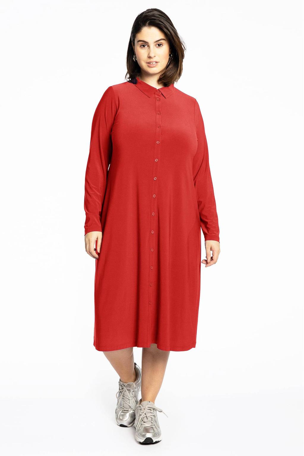 YOEK blousejurk van travelstof DOLCE rood