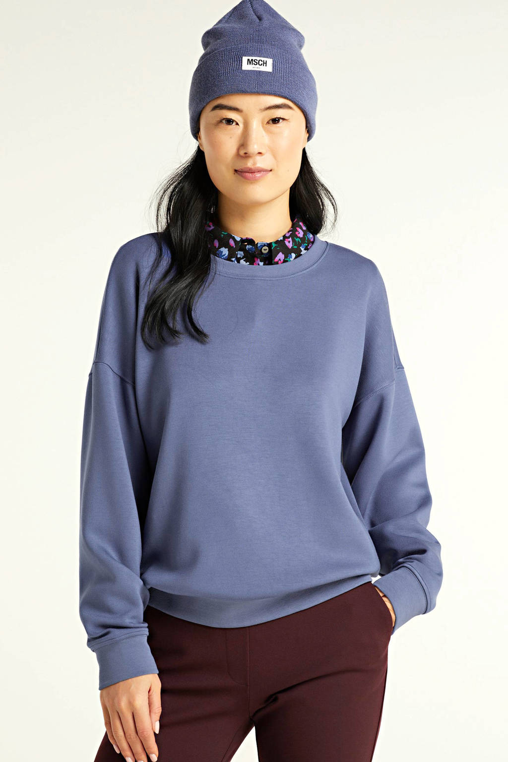 MSCH Copenhagen sweater grijsblauw | wehkamp