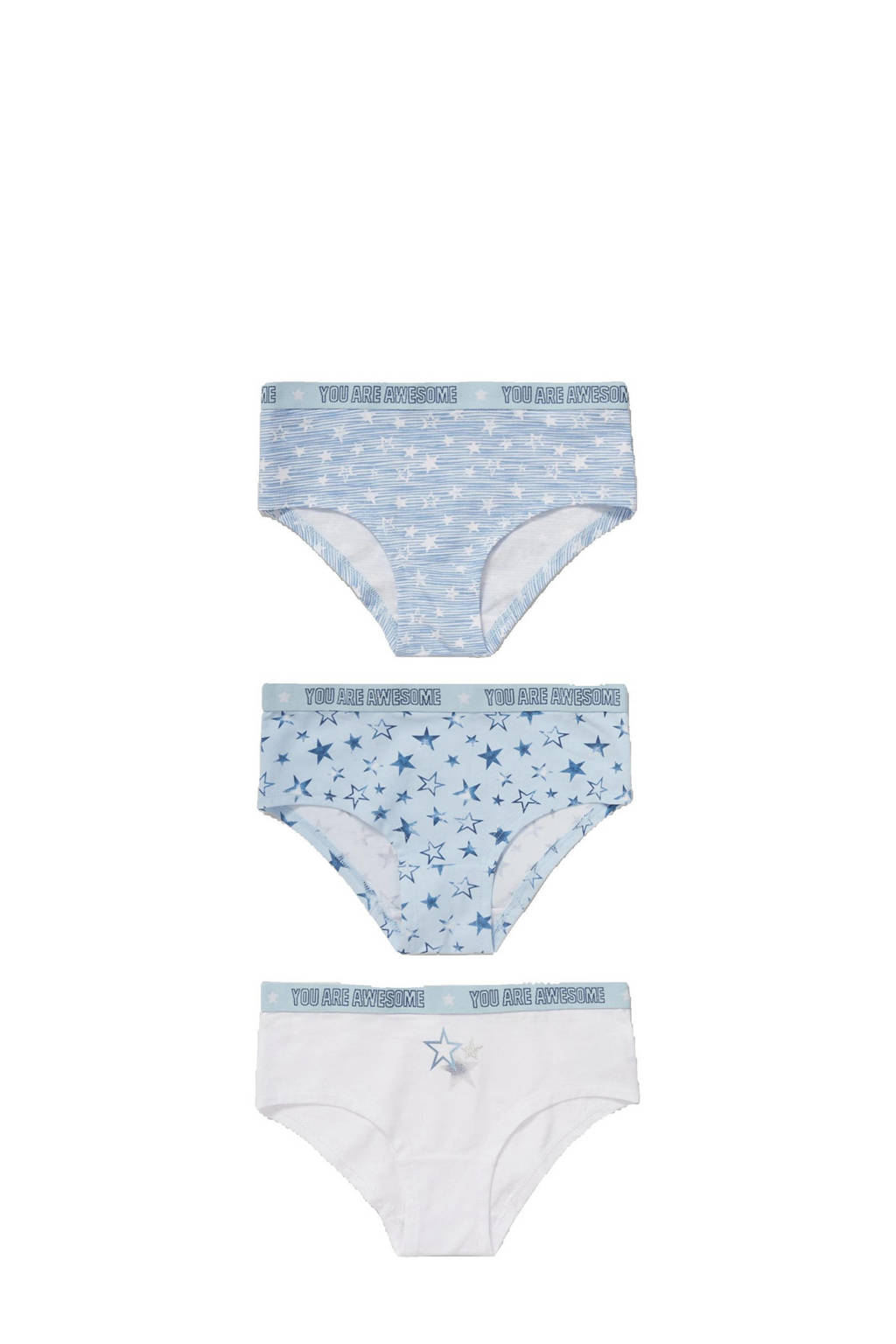 C&A Here & There hipster - set van 3 lichtblauw/wit, Lichtblauw/wit