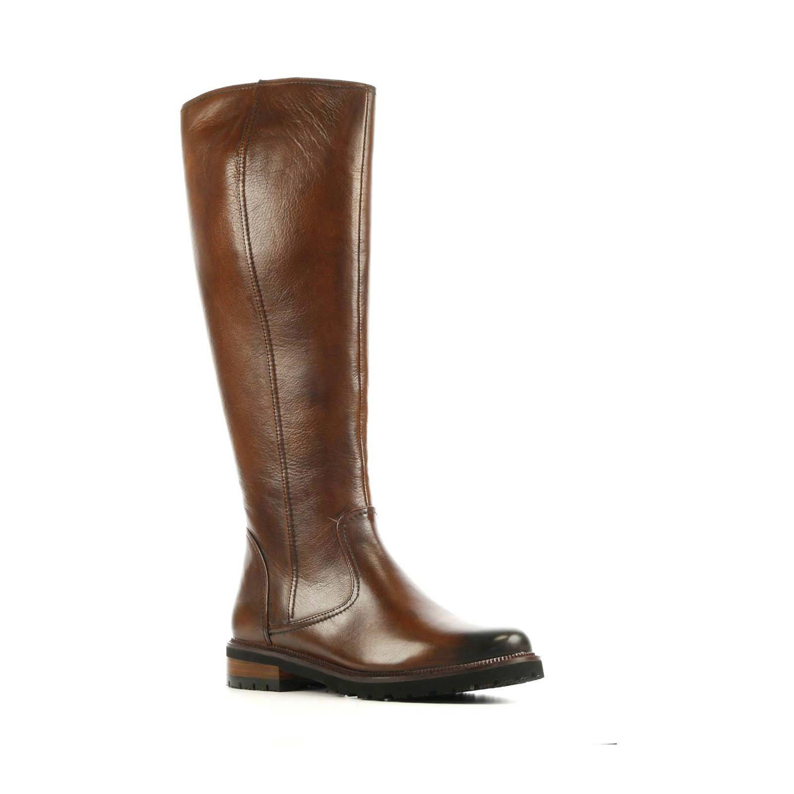 Everybody 39890 leren laarzen met brede schacht cognac | wehkamp