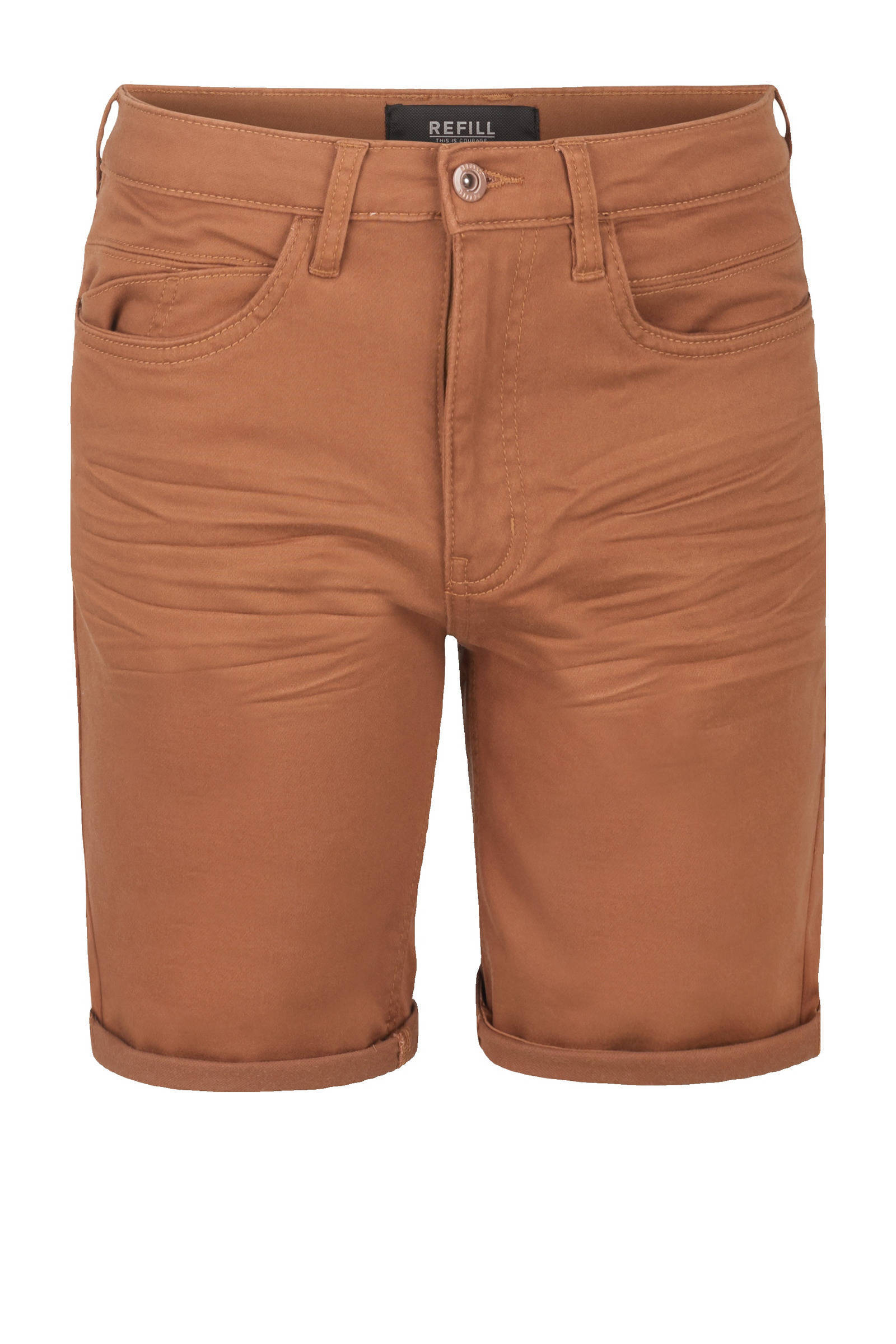 Shoeby Refill slim fit short Pablo bruin | wehkamp