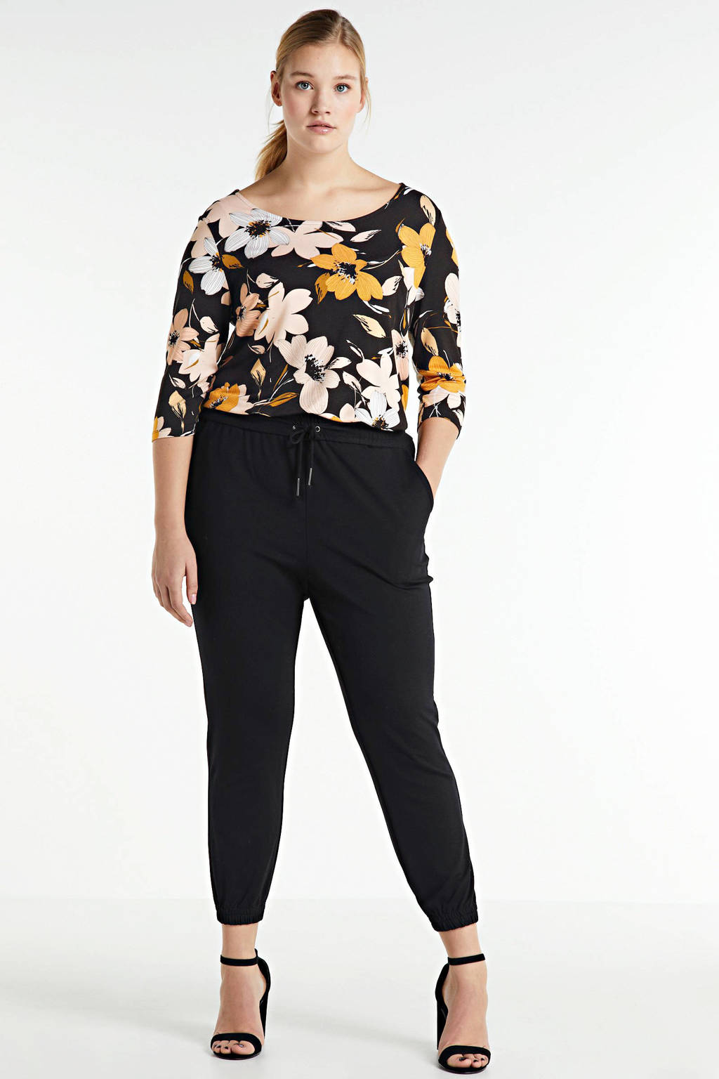 JD Williams gebloemde tuniek zwart/wit/geel wehkamp