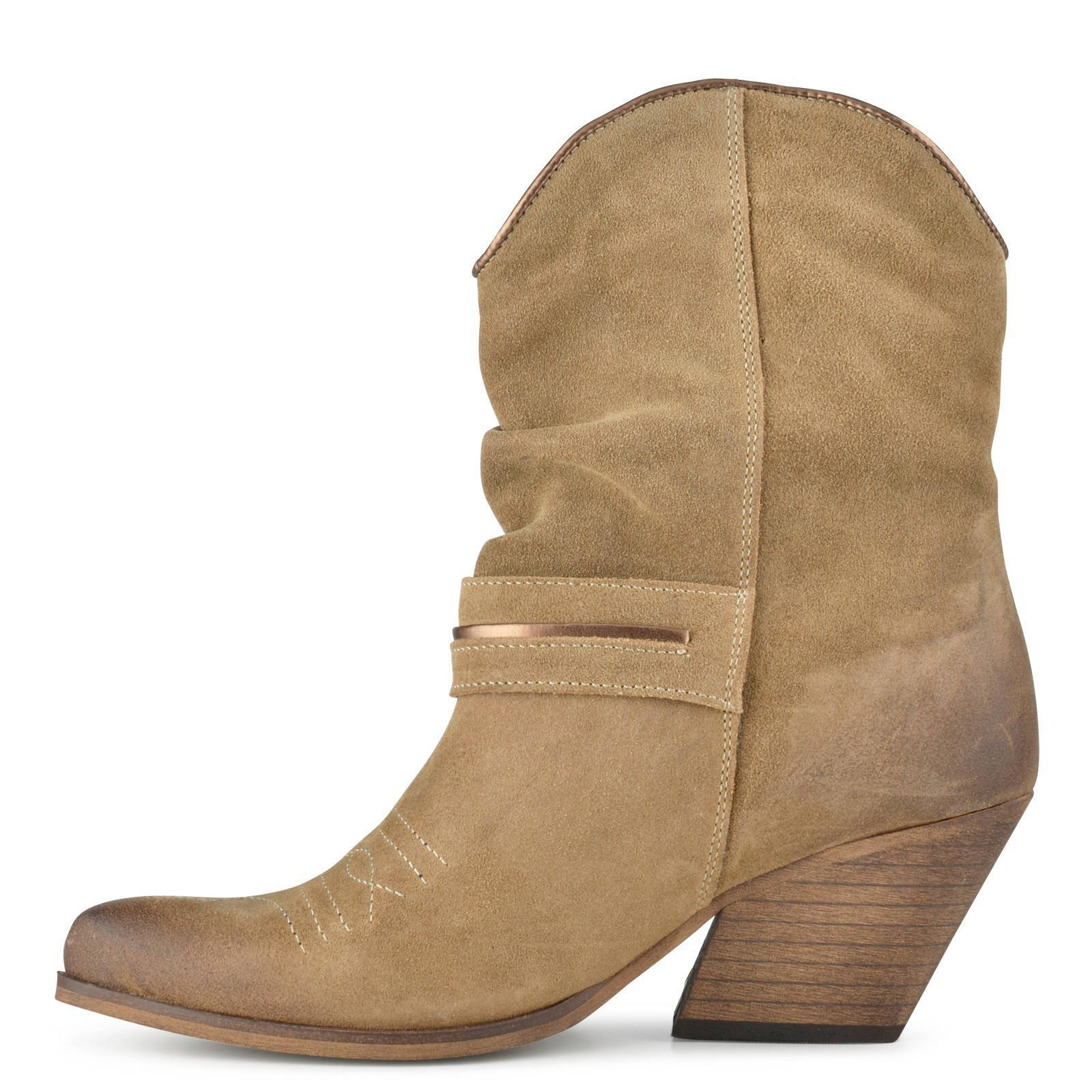 PS Poelman Fringe suède cowboylaarzen met franjes beige | wehkamp