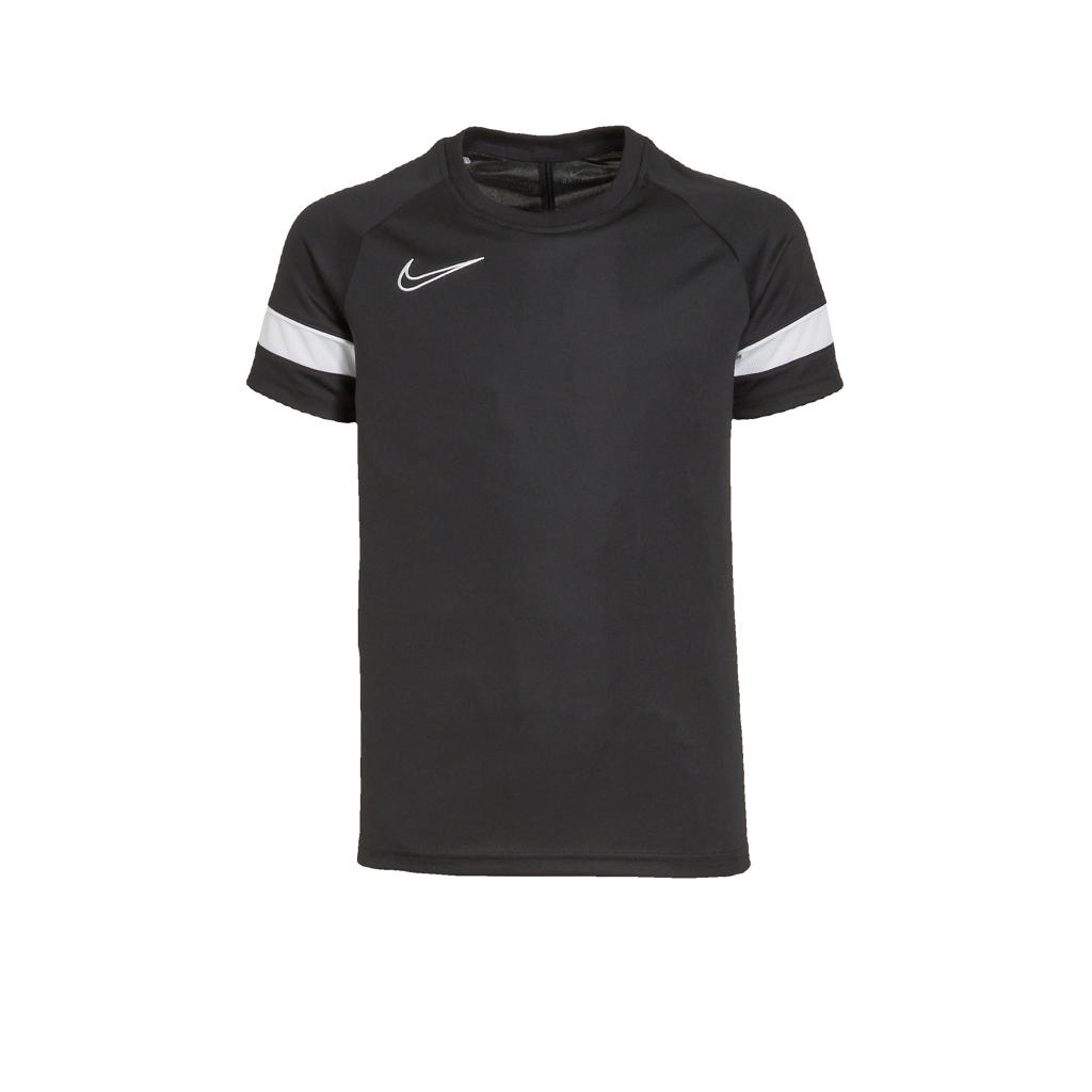 Zwart en witte jongens en meisjes Nike Junior voetbalshirt van polyester met logo dessin, korte mouwen en ronde hals