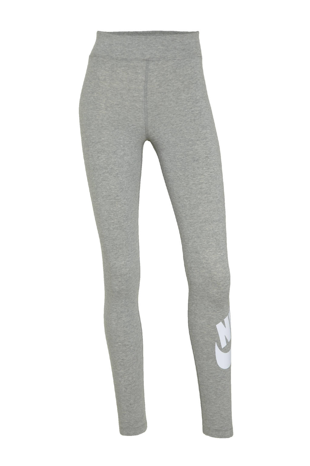 Grijs en witte dames Nike legging van katoen met slim fit, high waist, elastische tailleband en logo dessin