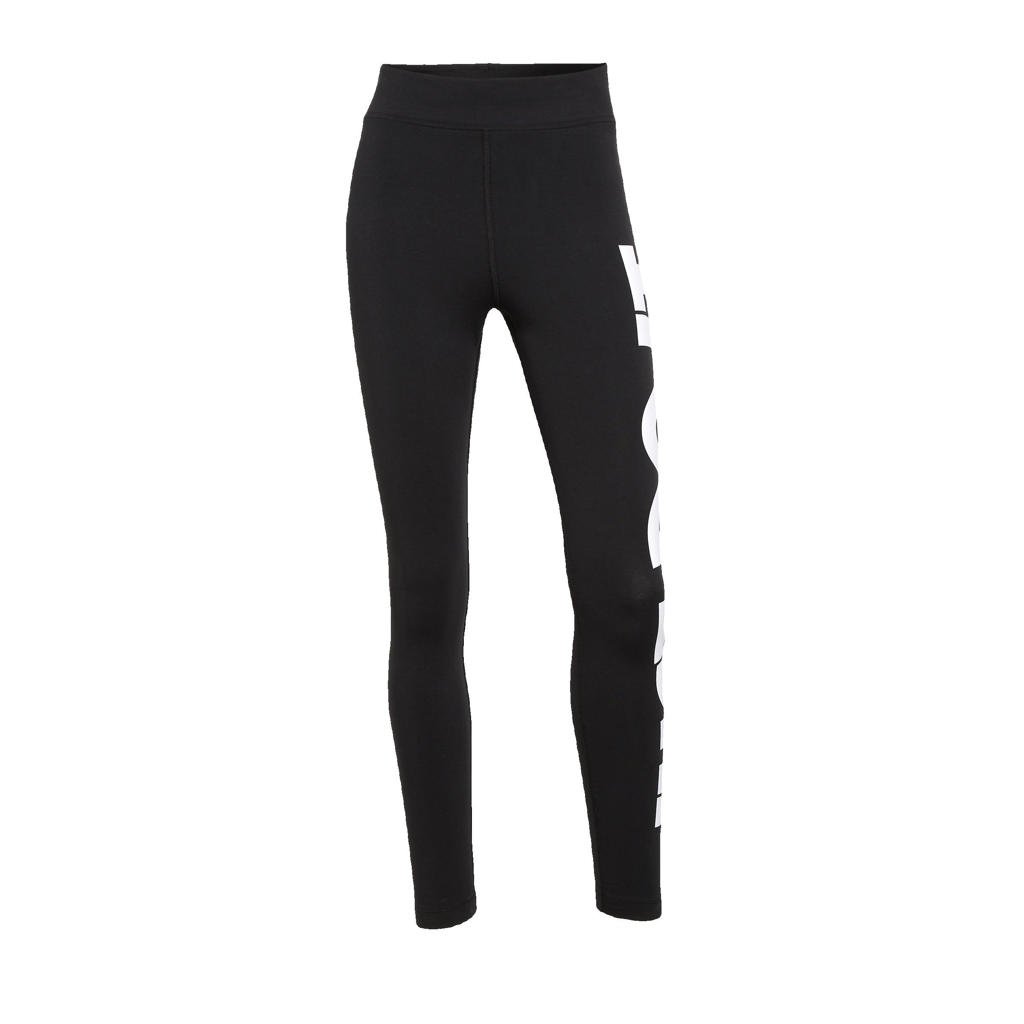 Zwart en witte dames Nike legging van katoen met slim fit, high waist, elastische tailleband en logo dessin