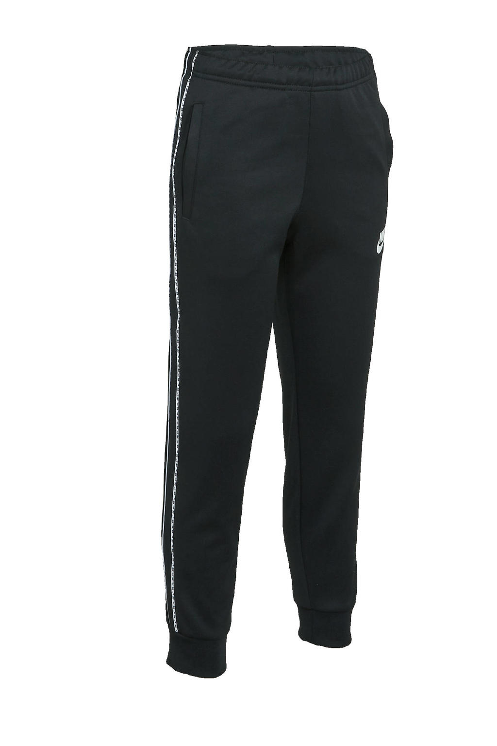 Zwart en witte jongens Nike regular fit joggingbroek van polyester met elastische tailleband met koord en logo dessin