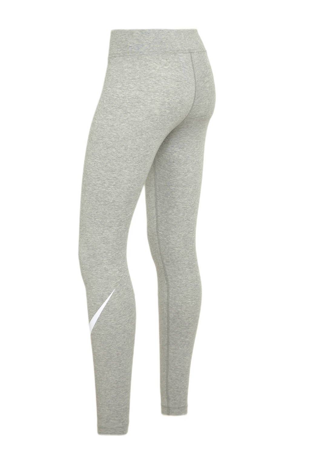 Grijs en witte dames Nike legging melange van katoen met skinny fit, regular waist, elastische tailleband en logo dessin