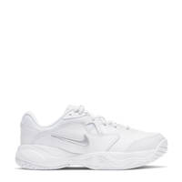 Wit en zilverkleurige jongens Nike Jr. Court Lite 2 sportschoenen van mesh met veters