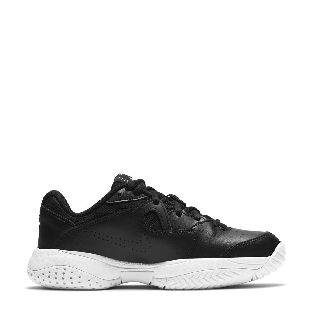 Zwart en witte jongens Nike Jr. Court Lite 2 sportschoenen van mesh met veters