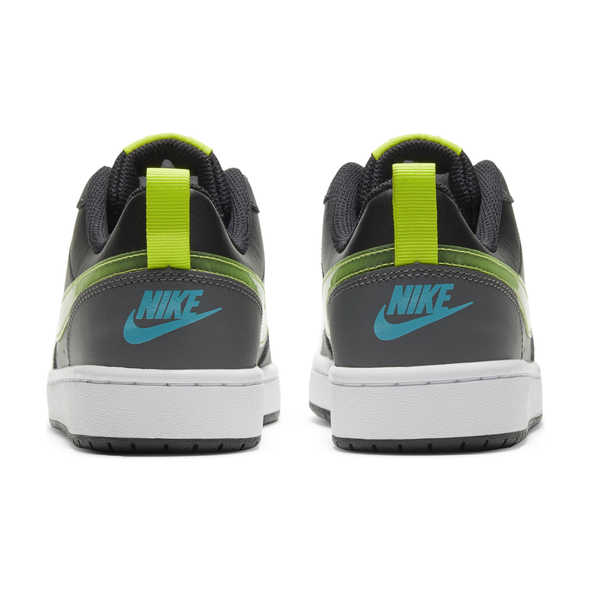 Nike Court Borough Low 2 Gs Leren Sneaker Zwart Felgeel Donkergrijs Aqua Wehkamp