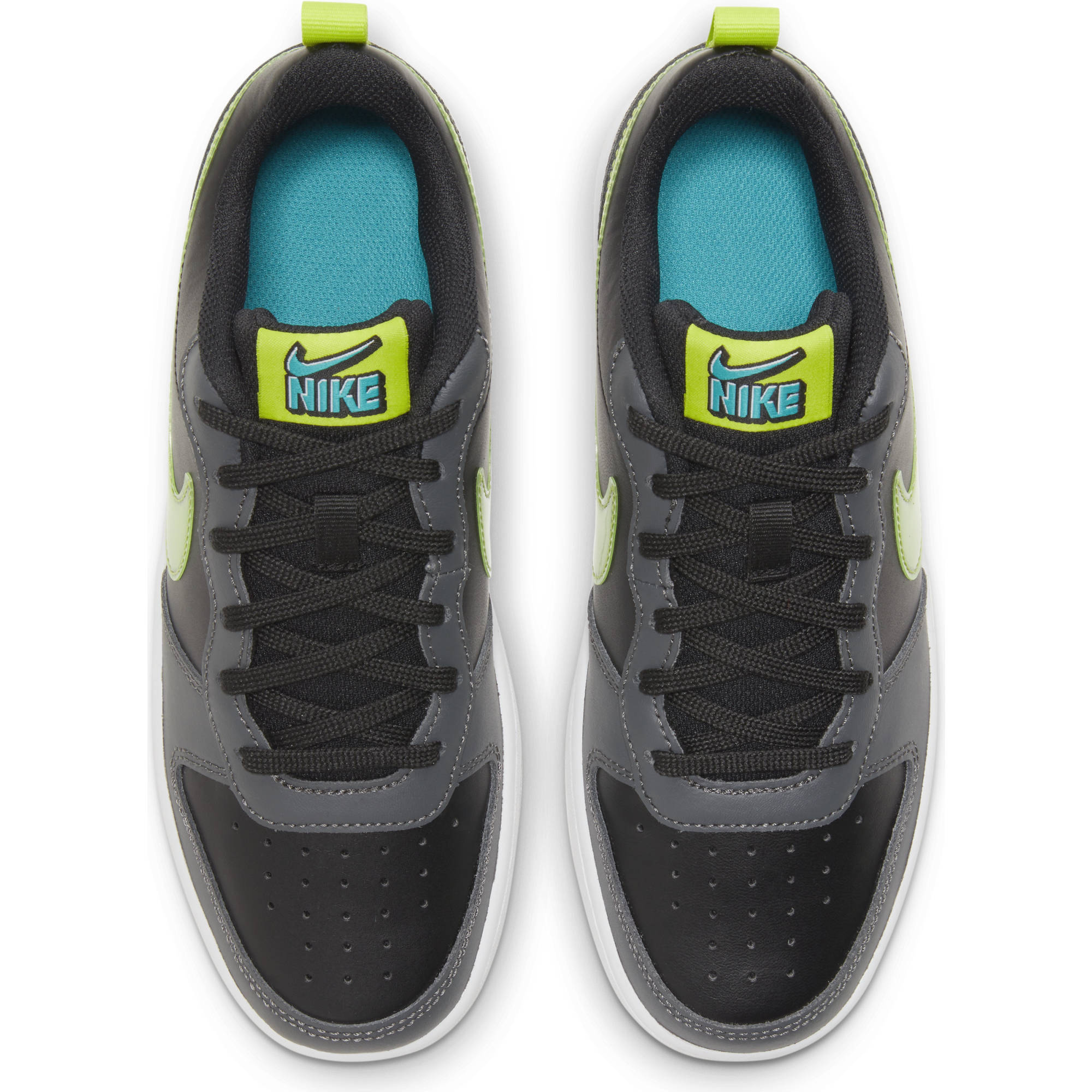 Nike Court Borough Low 2 Gs Leren Sneaker Zwart Felgeel Donkergrijs Aqua Wehkamp