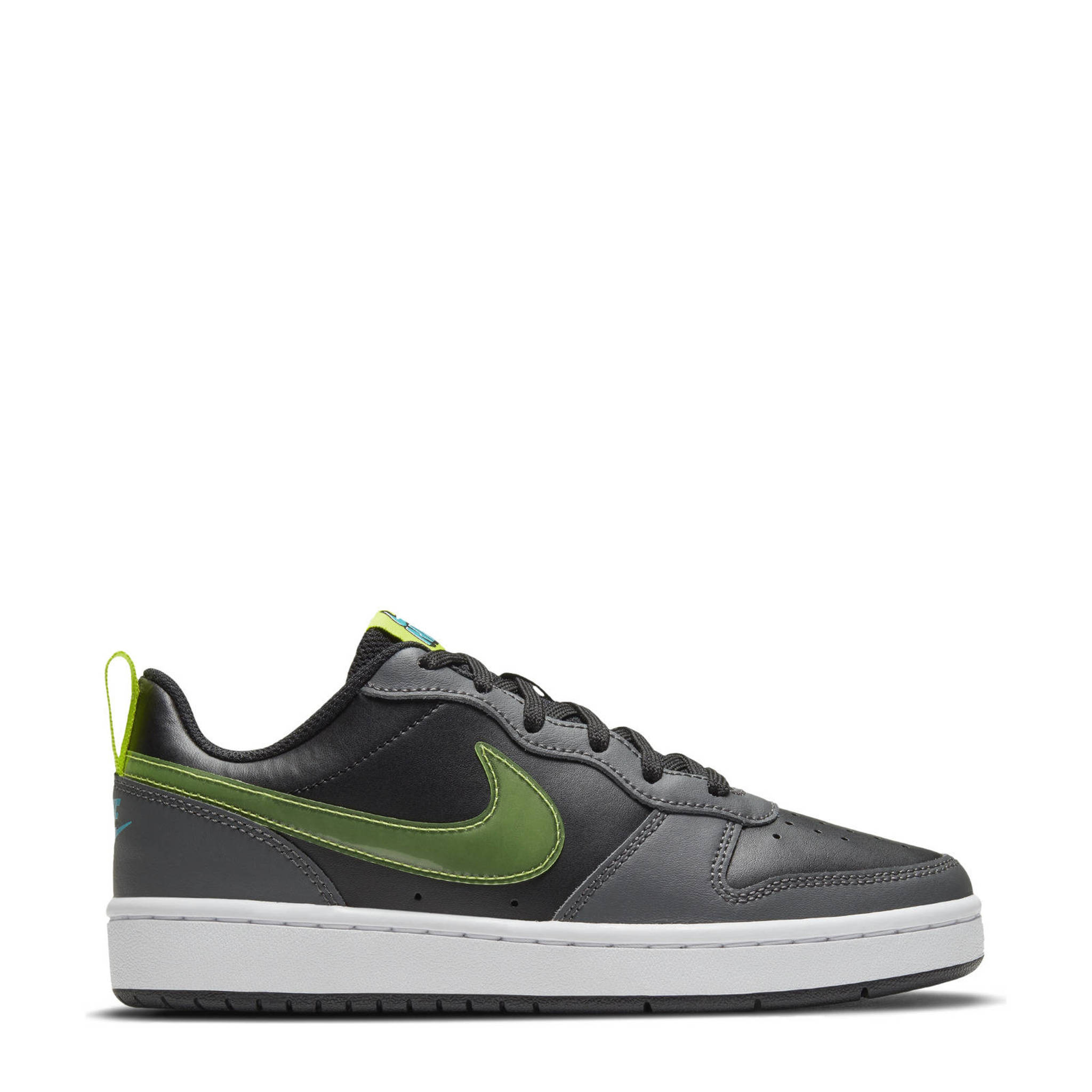 Nike Court Borough Low 2 Gs Leren Sneaker Zwart Felgeel Donkergrijs Aqua Wehkamp