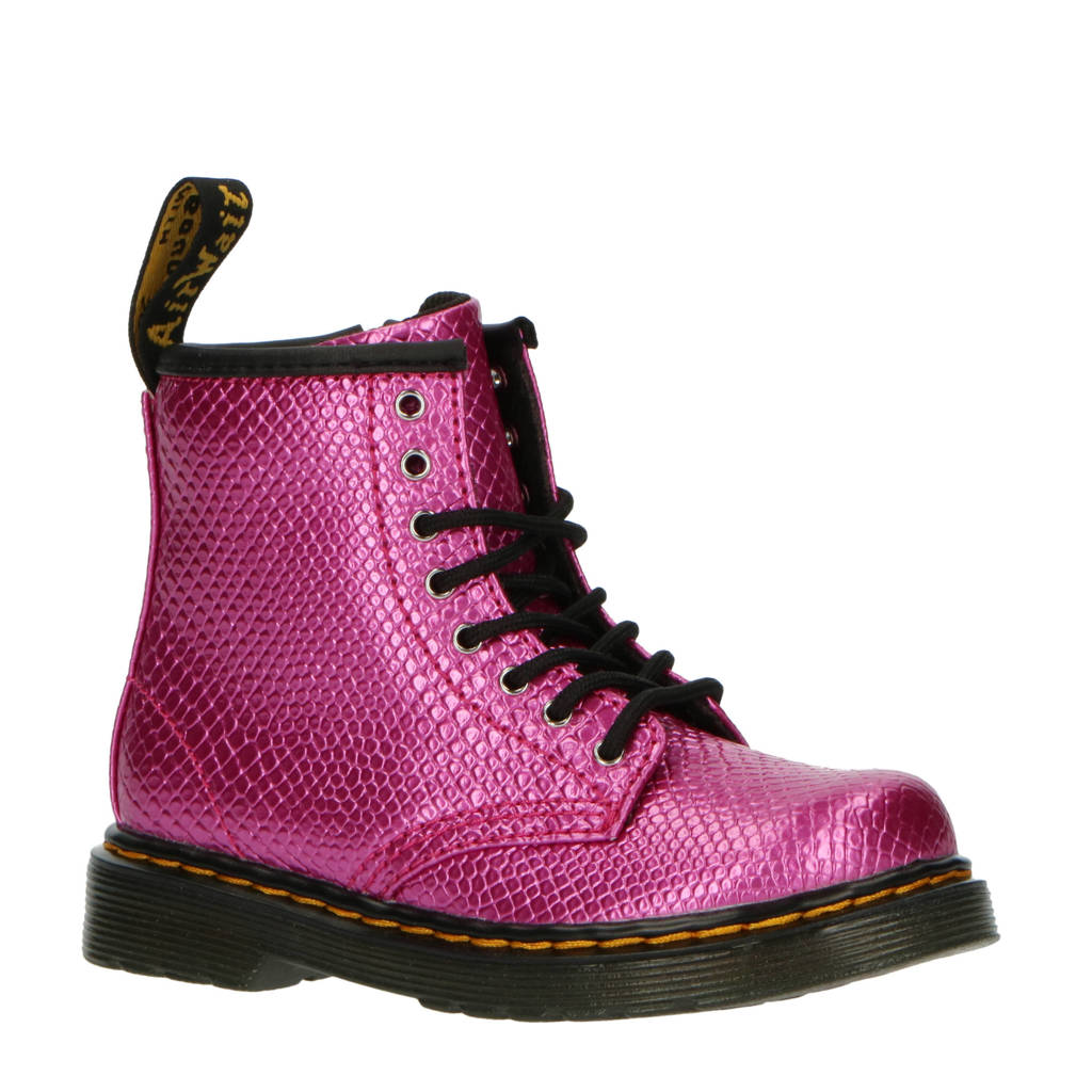 Martens 1460 T Pink Reptile Emboss veterboots metallic roze