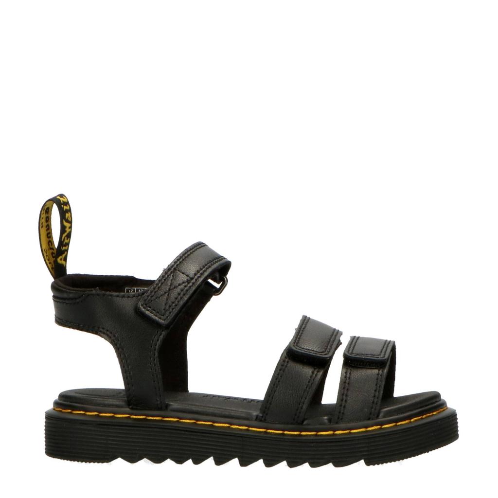 Zwarte meisjes Dr. Martens Klaire J Black T Lamper leren sandalen schoolkind met klittenband