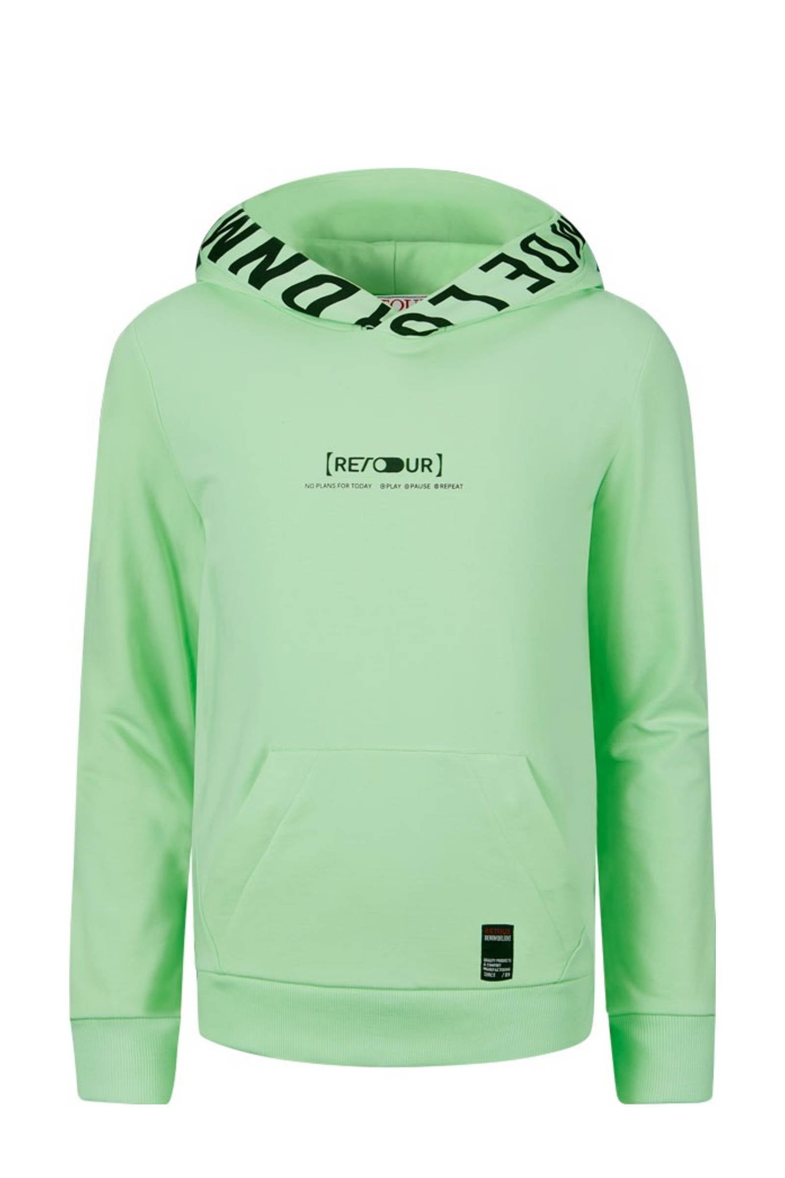 Retour Denim hoodie Pepijn met tekst fel mintgroen | wehkamp