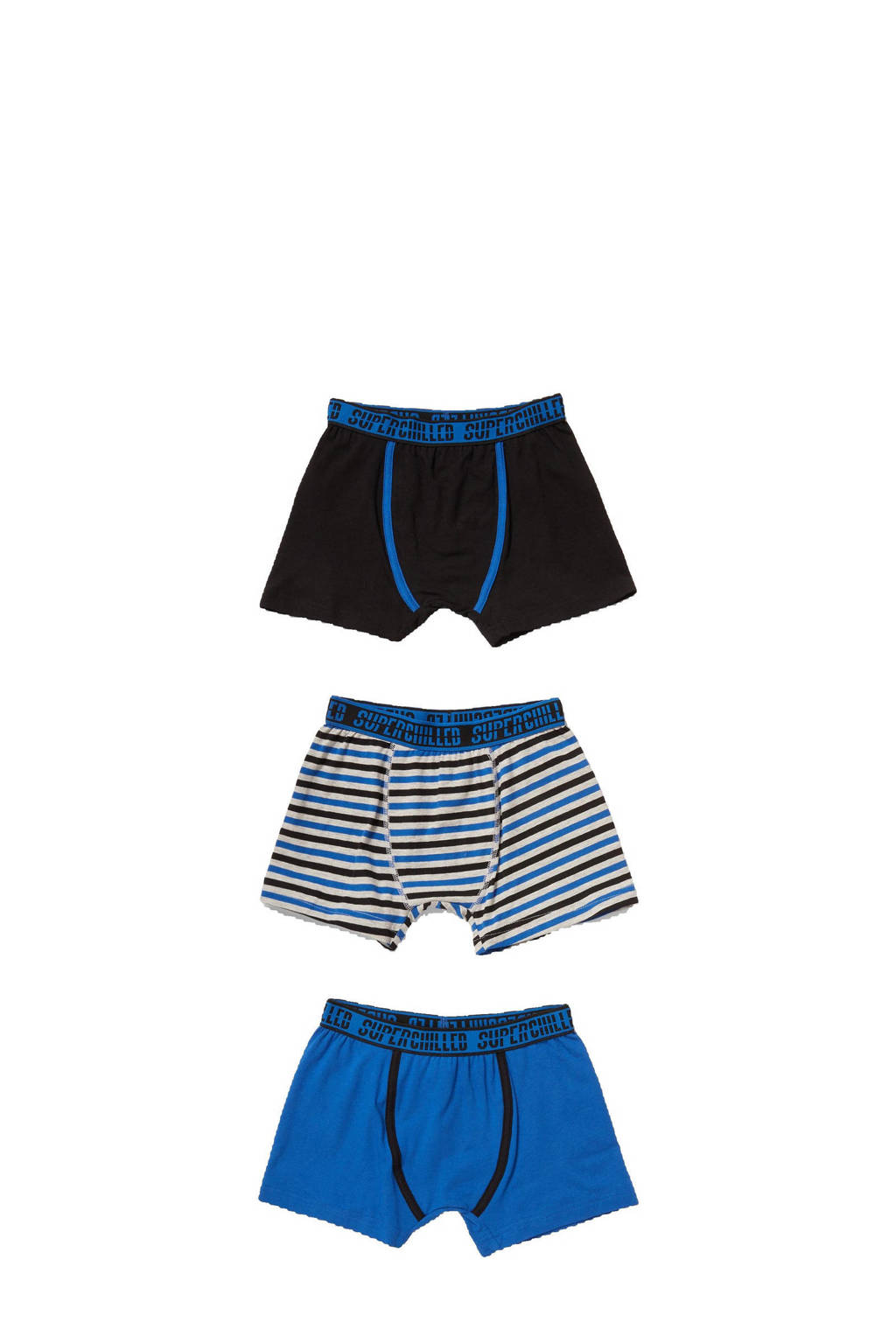 C&A Here & There boxershort - set van 3 zwart/blauw/wit, Blauw/zwart/wit