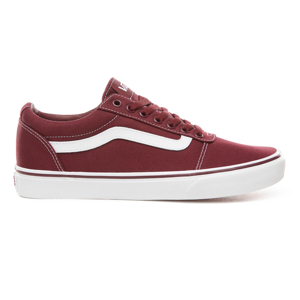 Donkerrood en witte heren VANS Ward sneakers met veters