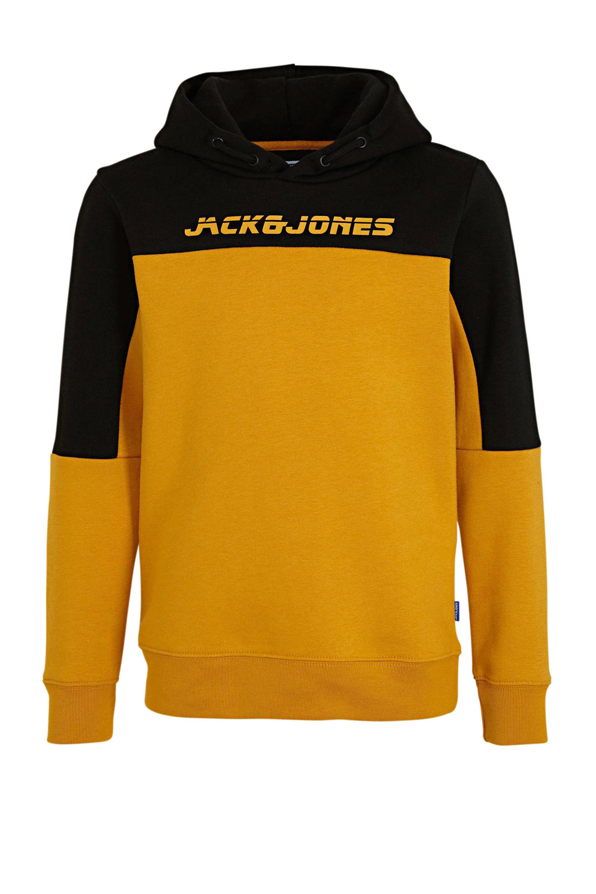 Jack Jones Junior Hoodie Asher Met Logo Geel Zwart Wehkamp