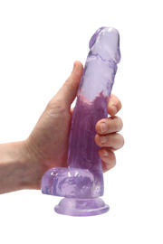 thumbnail: RealRock Realistische dildo Met Scrotum - Paars - 21 cm
