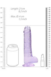 thumbnail: RealRock Realistische dildo Met Scrotum - Paars - 21 cm